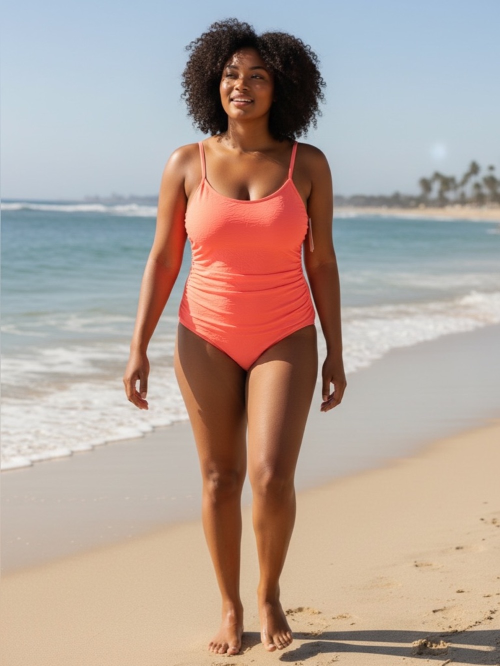 NWT La Blanca Ruched One Piece Swimsuit Coral Size 18W Tummy Control